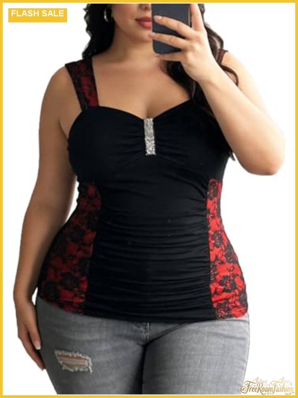Plus Size Lace Up Ribbed Corset Tank Top Gothic Sleeveless Camisole